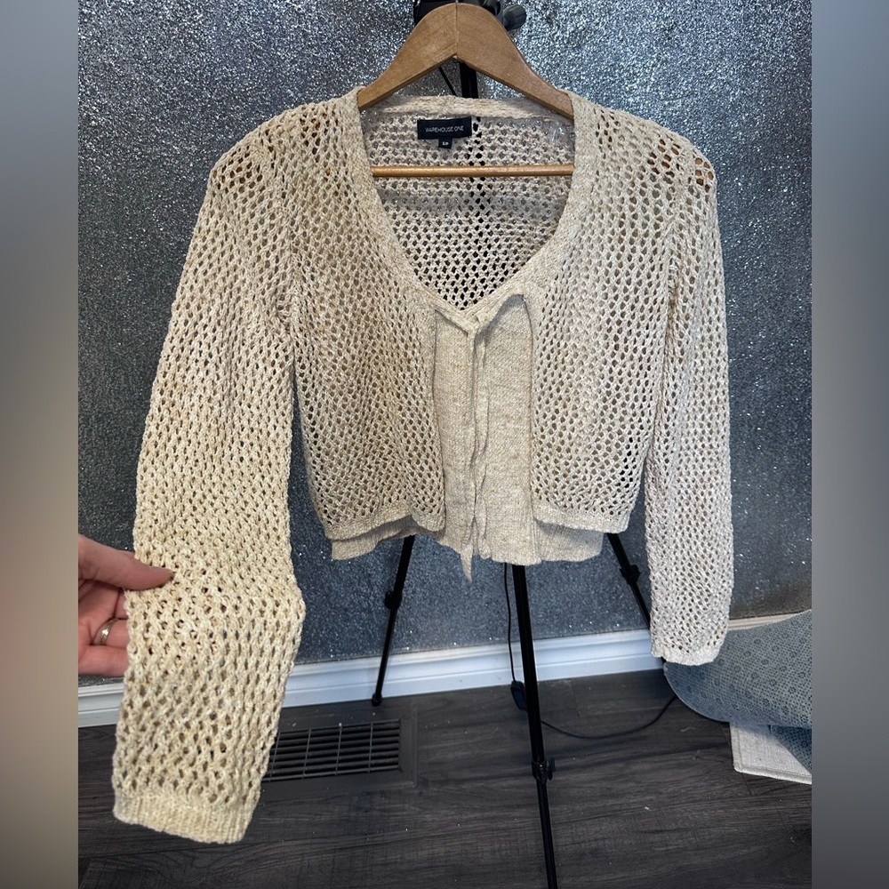 Warehouse One - Cream Knit Sweater with cropped tank set